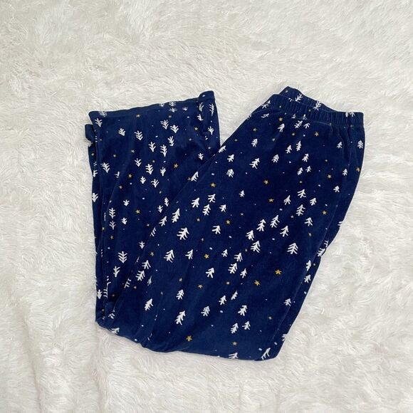 Women Gilligan & O'Malley Navy Blue Christmas Tree Pajama Bottom Extra Small - Picture 1 of 6